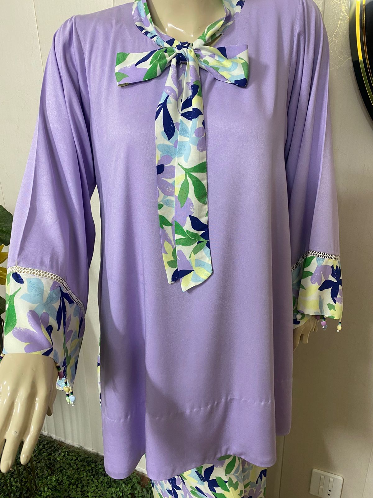 Long tie-neckline top in premium China Linen Fabric. - Image 8